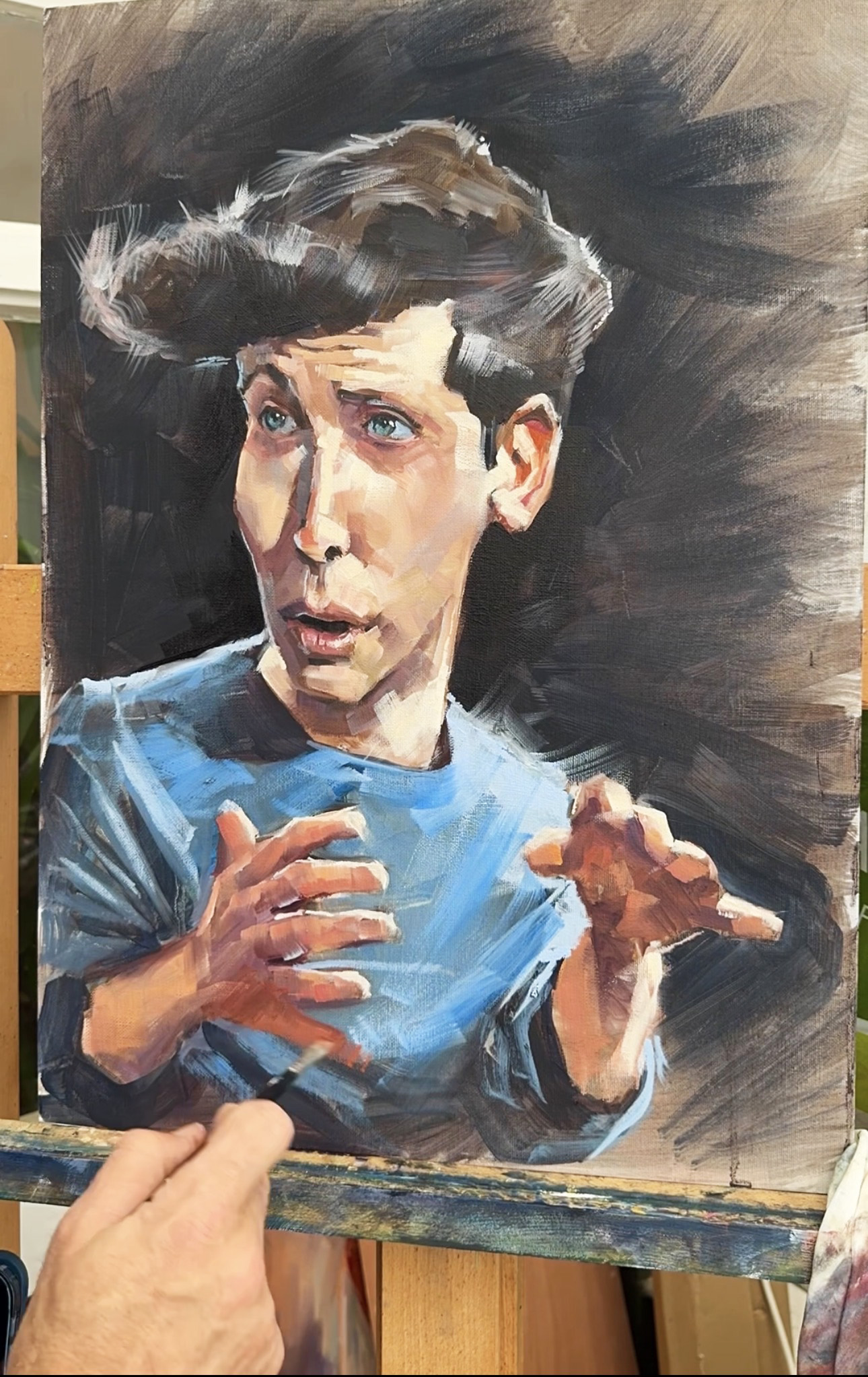 Oil caricature portrait by Tony Parsons